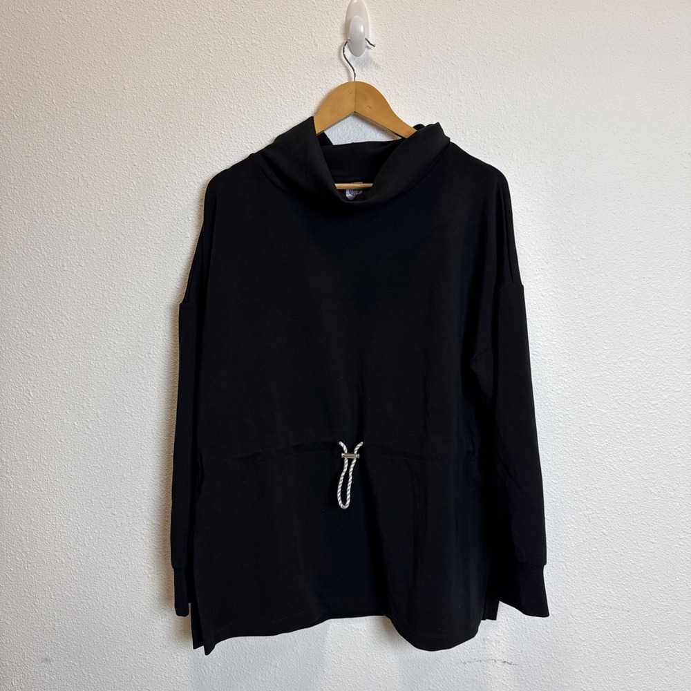Te Verde Sweatshirt Women L Large Black Cowl Neck Long Sleeve Pullover‎ Casual